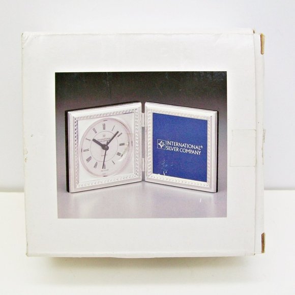 International Silverplate Clock Photo Frame Boxed - Picture 7 of 9